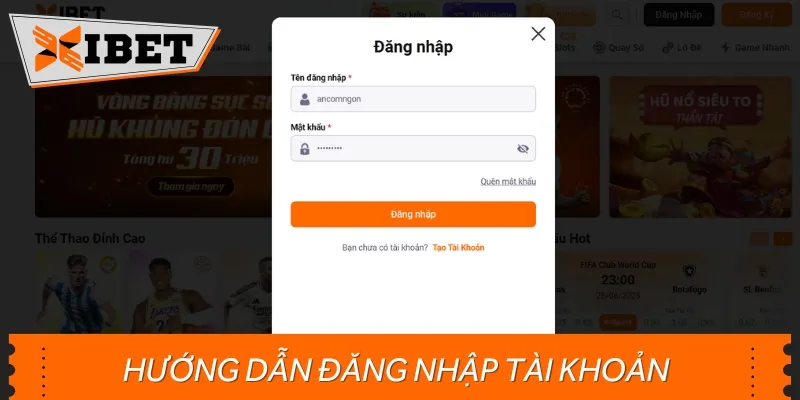 Đăng nhập tài khoản là bước khởi đầu để trải nghiệm cá cược online